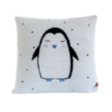 Polka dot Penguin pillow blue